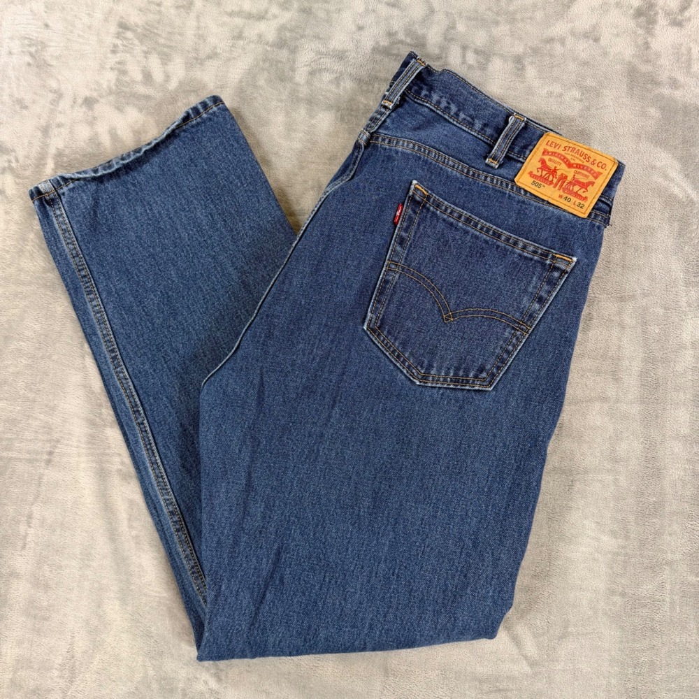 Levi's 505 Regular Fit Jeans Men's Size 40x32 Blue Medium Wash Denim - Picture 1 of 8